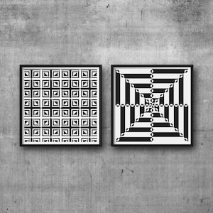Optical Illusion Cross Stitch Pattern: Beginner Black & White Squares (Digital Download)