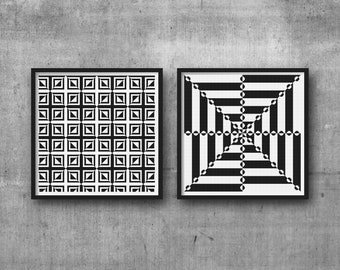 Modern cross stitch pattern - Optical illusion cross stitch squares - beginner - 2 patterns - instant digital download