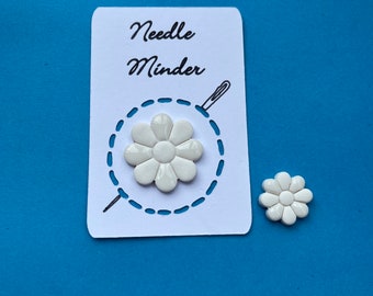 Flower Needle Minder // Needle keeper // Needle Nanny // Magnetic polymer clay // white matt and gloss