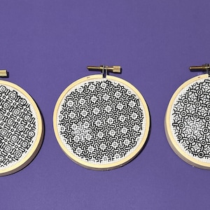 Three modern Blackwork embroidery pattern charts
