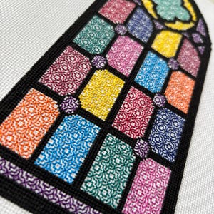 Cross stitch blackwork embroidery stain glass window pdf chart
