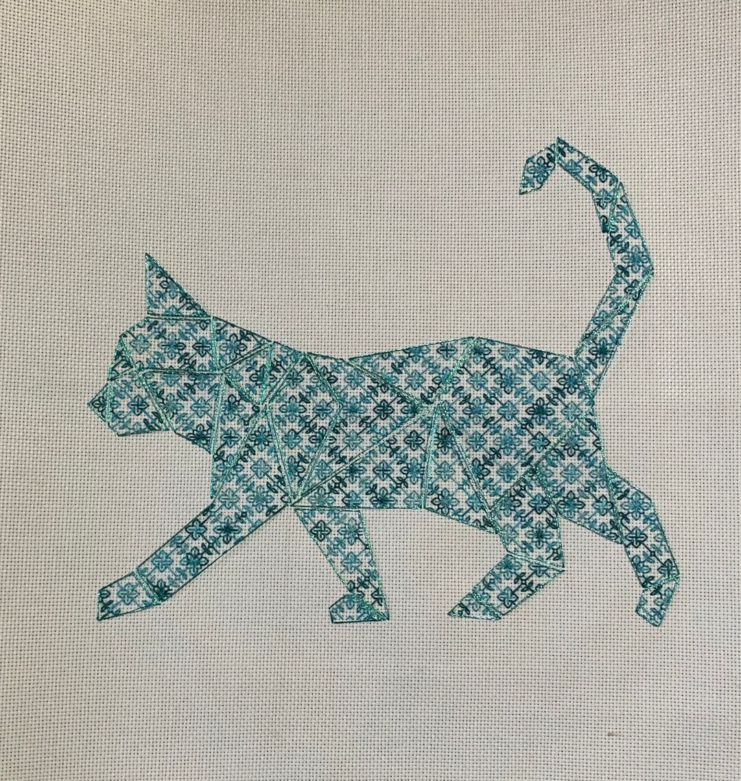 Cat - Blackwork Embroidery Geometric Walking Cat Pattern - Counted ...