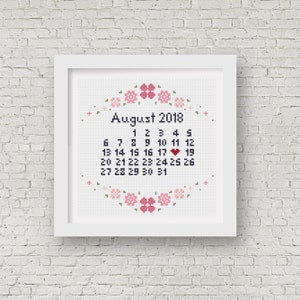 PDF download - Custom cross stitch calendar pattern - personalised wedding date - 2nd cotton wedding anniversary - wedding gift