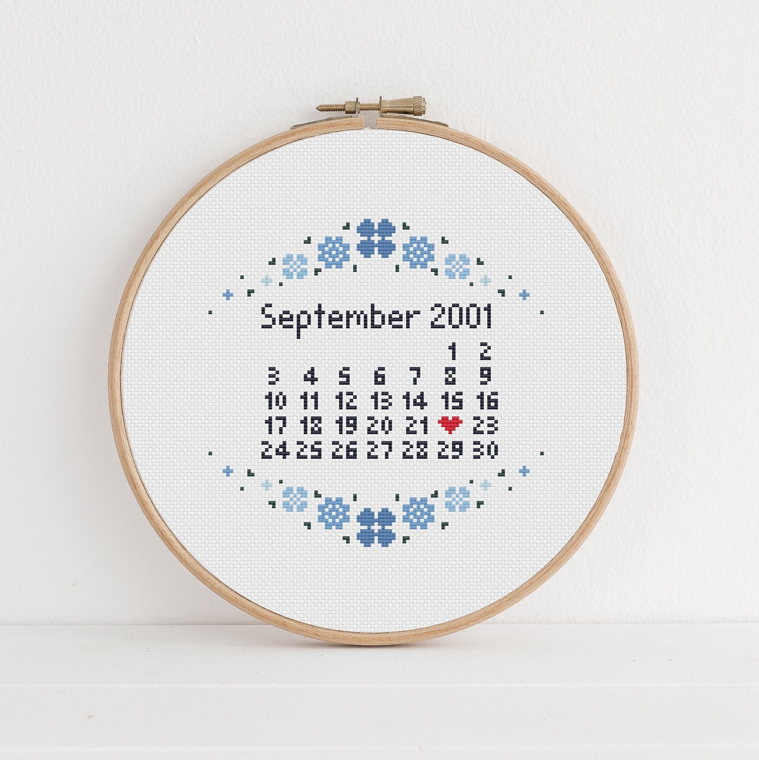Custom Cross Stitch Calendar Pattern Personalised Wedding Date 2nd Cotton  Wedding Anniversary Wedding Gift Pattern Floral Calendar - Etsy