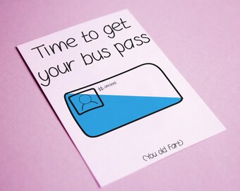 Bus Pass birthday card a5