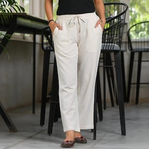 Casual Linen Pants for Women | High Rise Relaxed Fit | Elastic Waist Comfortable Summer Trousers | Minimalist Style | Gift for her
