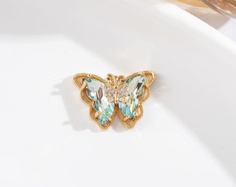 5 uds. Colgante de mariposa de cristal azul, colgante de mariposa, venta al por mayor