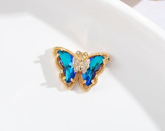 5 uds. Colgante de mariposa de cristal azul, colgante de mariposa, venta al por mayor