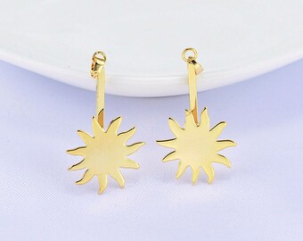 High-quality 10pcs 24K Real Gold Plated Sun Flower Pendant Charm,Brass Sun Flower Jewelry Pendant,Lead Nickel Free