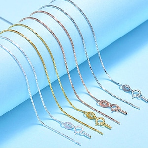 High-quality Bulk 5pcs S925 Silver Box Chain,Gold/Rose Gold /Silver/Platinum Plated Chain,18 inch S925 Necklace Chain