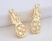 20pcs Real Gold Plated Pineapple Pendant,Gold Plated Brass Charms for Earring Jewelry Making,Lead Nickel Free