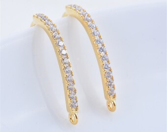 10 pcs High Quality Real Gold Plated Earring Hook Brass Earring with Loop CZ Paved Ear Hooks for Jewelry Making