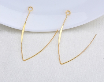 18K Gold Plated Brass Earring Hook,Real Gold Plated Ear Wire With Loop,Earring Attachment Finding Wholesale