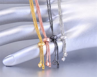 High-quality Gold/Platinum/Rose Gold Plated Brass Box Chain,Sliding Adjustable Bracelet Chain,Half-finished Bracelet Chain Wholesale