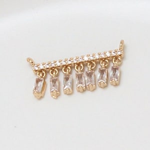 4pcs Clear Zircon Tassels Connector Charm,Rhinestone Crystal Tassels Jewelry Pendant Wholesale