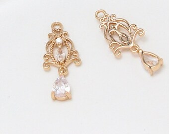 6pcs Zircon Flower Charm Pendant,Rhinestone Crystal Flower Earring Jewelry Pendant Charm Wholesale