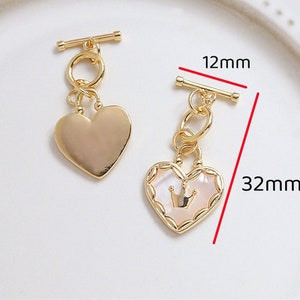 2 Sets Heart Shape Shell Toggle Clasps,Gold Plated Brass Clasp,Necklace Clasp,Bracelet Clasp wholesale Lead Nickel Free