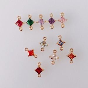 10pcs Mini Size Square Geometric Shape Zircon Connector Charm,Gemstone Earring Connector Pendant Charm Wholesale