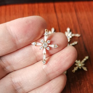 5pcs Shiny CZ Pave Cross Charm Pendant,Cubic Zirconia Crystal Cross Pendant Charm,Gold Plated Brass Cross Jewelry Finding Wholesale