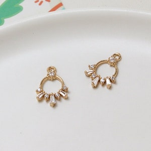 6pcs Shiny Clear Zircon Flower Pendant Charm,Rhinestone Crystal Flower Pendant,Brass Flower Pendant Charm Wholesale
