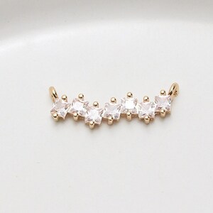 6pcs Bling Clear Zircon Connector Charm,Rhinestone Crystal Jewelry Pendant Wholesale 8*24 mm