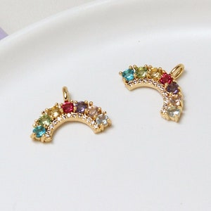 4pcs Multi Color Zircon Rainbow Pendant Charm,CZ Micro Pave Rainbow Pendant Charm Wholesale