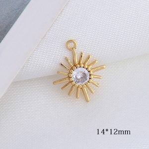 10pcs Shiny CZ Pave Zircon Flower Pendant,Clear Cubic Zirconia Crystal Sun Flower Charm Jewelry Finding Wholesale