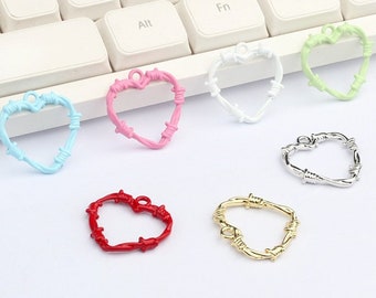10pcs Hollow Heart Charm,Gold Silver Plated Heart Earring Pendant wholesale