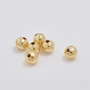 Wholesale 18K Real Gold Plated Brass Smooth Round Spacer Bead,Seamless Beads Polished Gold Plated