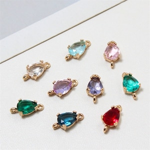 6pcs Zircon Water Drop ShapeConnector Charm,Crystal Rhinestone Teardrop Earring Connector Charm Wholesale