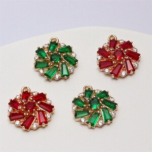 10pcs Zircon Flower Charm Pendant,Rhinestone Glass Crystal Flower Jewelry Pendant Charm Wholesale