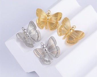 10pcs Gold Plated Butterfly Pendant Charm, Gold Platinum Butterfly Charms, Brass Butterfly Pendant Charm Wholesale