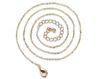 Wholesale 5pcs Real Gold Plated Link Chain,Gold Flat Oval Chains Nickel Lead Free