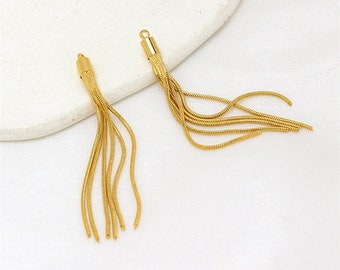 6pcs Real Gold Plated Brass Tassel Pendant Charm,Brass Tassel Jewelry Pendant Charm Finding Wholesale