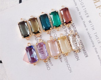 Rectangle Geometric Shape Zircon Connector Charm,Rectangle Gemstone Earring Connector Pendant Charm Wholesale