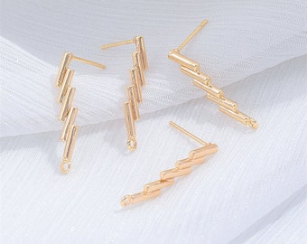 10pcs Gold Ear Stud, Gold Plated Brass Ear Post, Brass Earring Attachment Jewelry Finding Wholesale, Nickel Lead Free
