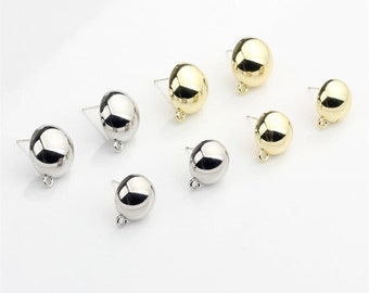 10pcs Polished Gold Plated Round Earring,Platinum Earring,Alloy Earring Attachment Jewelry Finding Wholesale