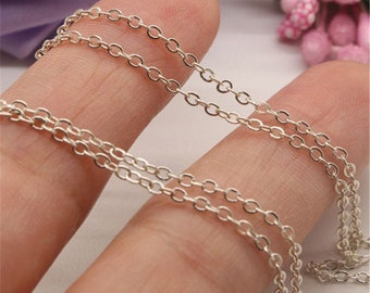 2 Meters Silver Plated Brass Flat Oval Chains,Silver Plated Link Chain,Chain Jewelry Finding Wholesale,Nickel Lead Free