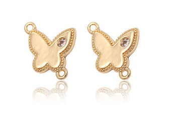 5pcs 14k Gold Plated Brass Butterfly Connector Charm,Butterfly Jewelry Pendant Charm Wholesale Nickel Lead Free