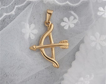 5pcs 18K Gold Plated Titanium Steel Bow and Arrow pendant Charm Pendant,Steel Archery Pendant without Chain