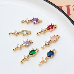 10pcs Teardrop Glass Crystal Charm Pendant Connector,Cubic Zirconia Crystal Water Drop Pendant Charm Jewelry Finding Wholesale 5*17mm