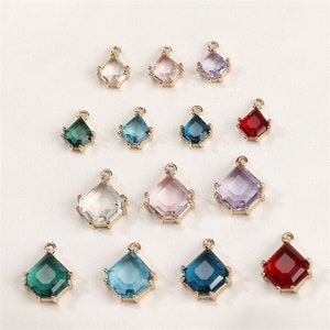 6pcs Fan Shape Glass Crystal Pendant Charm,Rhienstone Gemstone Earring Pendant Charm Wholesale