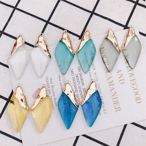 6pcs Acrylic Resin Rhombus Shape Charm Pendant,Gold plated Rhombus Jewelry Pendant Charm Wholesale