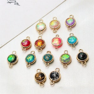 10pcs Circle Resin Connector Charm,Round Gemstone Earring Connector Pendant Charm Wholesale