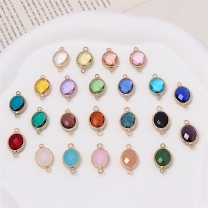 2pcs Oval Zircon Connector Charm, Glass Crystal Pendant, Oval Earring Connector Pendant Charm Wholesale, Nickel Lead Free