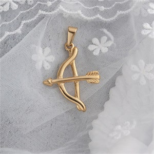5pcs 18K Gold Plated Stainless Steel Bow and Arrow pendant Charm Pendant, Steel Archery Pendant without Chain