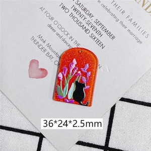 10pcs Acrylic Red Domed Earring Charms,Flower Oval Domed Charms Pastel Earrings,Earring Finding Jewelry Supplies Wholesale