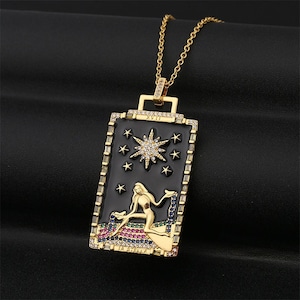 De Star Tarot Card Charm, Crystal Zircon Tarot Card Hanger Charm, Emaille Star Tarot Card Hanger Sieraden Maken Groothandel zonder ketting