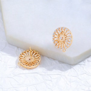 Wholesale 4pcs CZ Micro Paved Flower Earring Stud, Flower Stud with Loop, Real Gold Plated Stud, S925 Silver Post, Nickel Lead Free