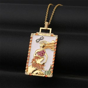 Bling CZ Sterkte Tarotkaart Charme, Kristal Zirkoon Tarotkaart Hanger Charme, Emaille Sterkte Tarotkaart Hanger Sieraden Maken zonder ketting
